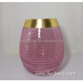 colored crackle glass gold rimmed hurricane candle holder
